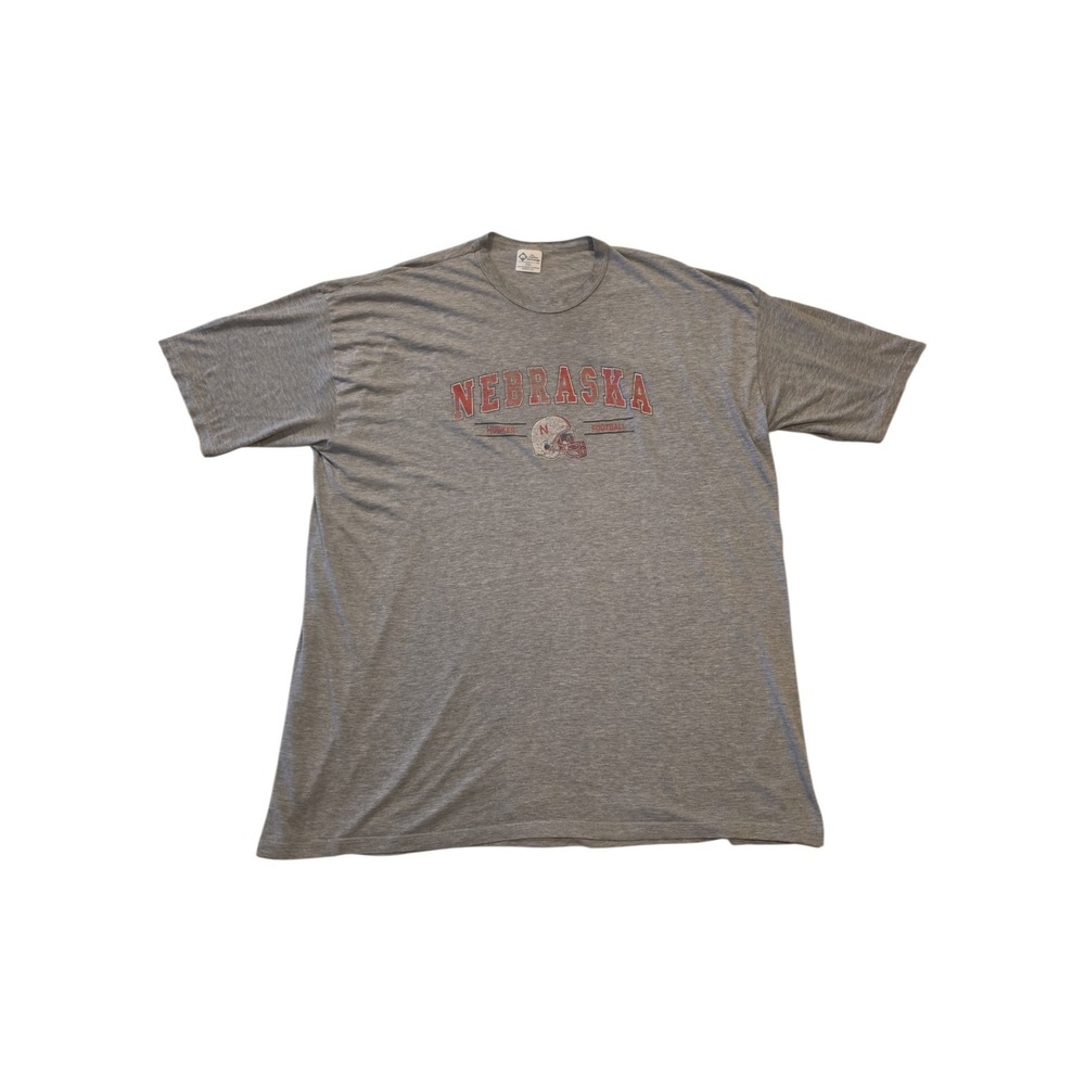 Vintage Nebraska Cornhuskers Football T-Shirt 5XL USA Made Cotton Exchange Gray